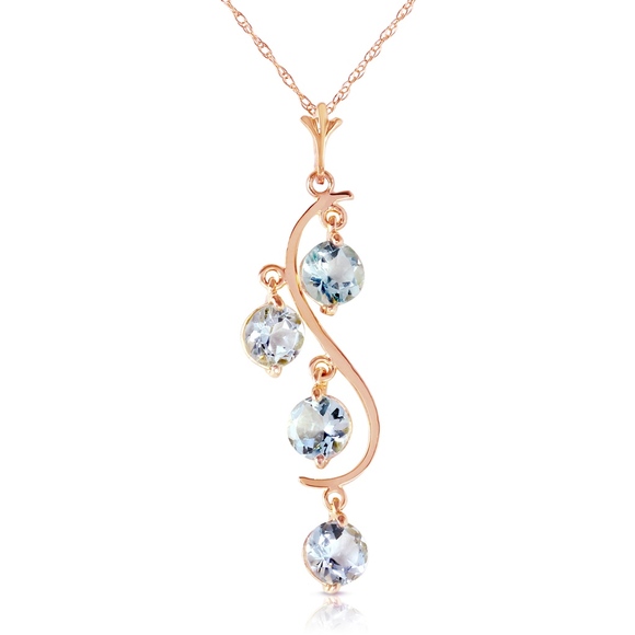 Galaxy Gold Products Jewelry - 14K. SOLID GOLD NECKLACE WITH NATURAL AQUAMARINES